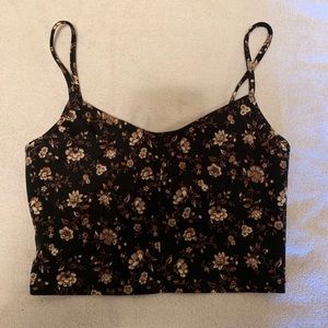 Forever 21 black floral crop top